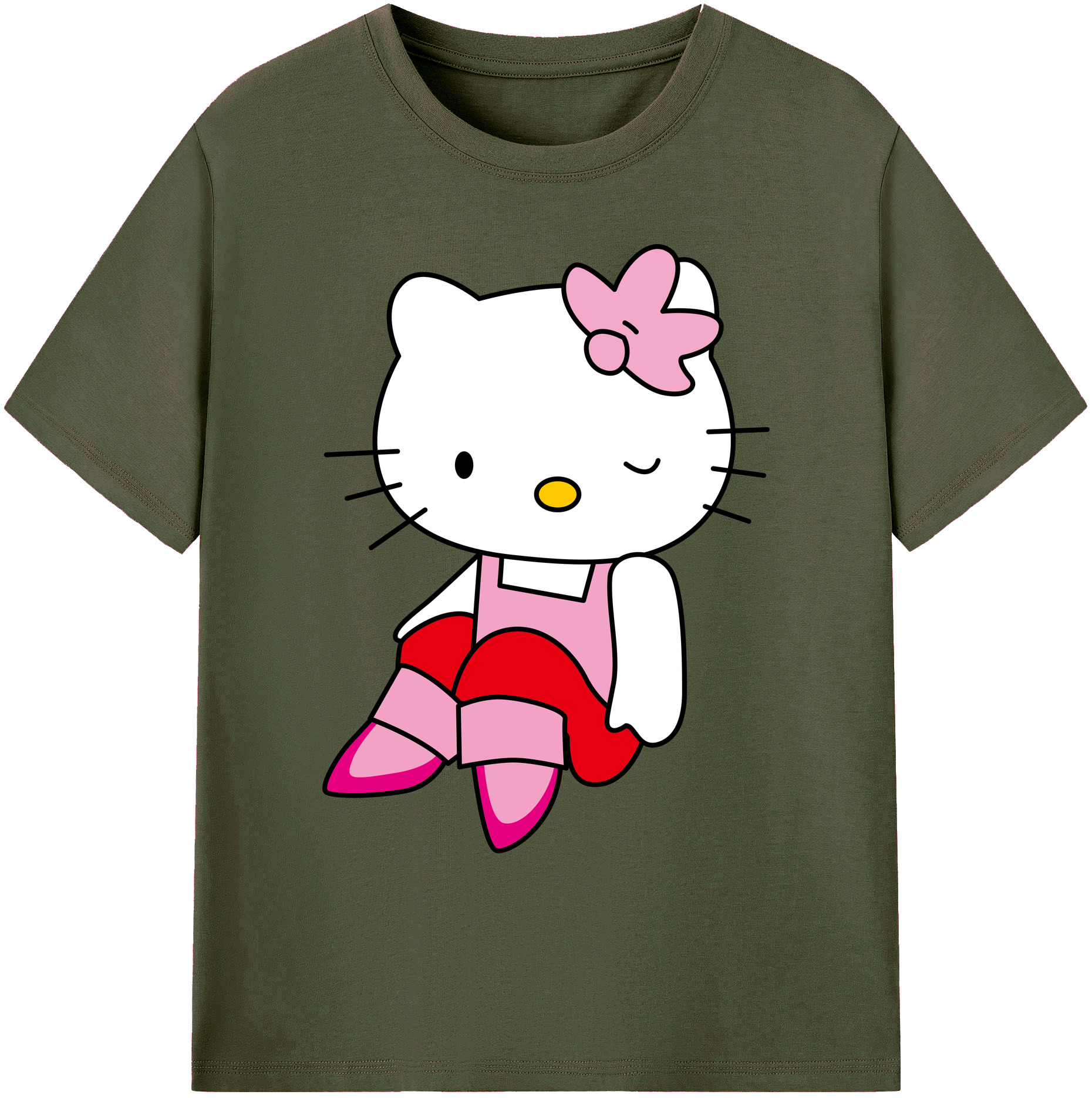 （画像用） Hello Kitty ハローキティ 綿100％ メンズ半袖Tシャツ｜肌触りやわらか＆通気性